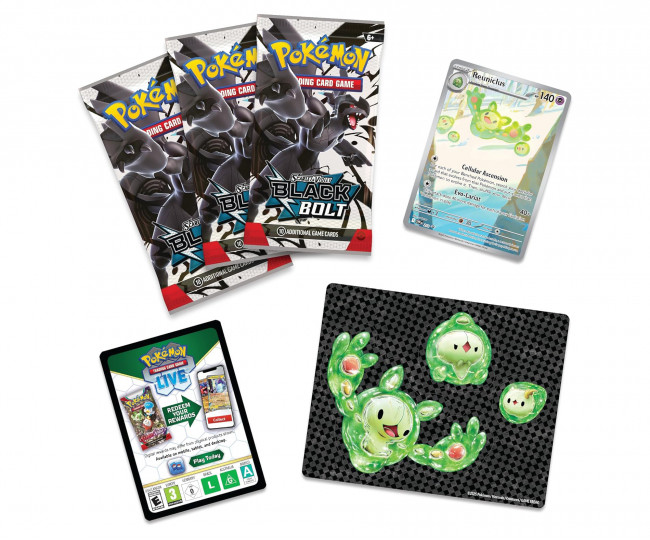 Набор карточек Pokémon TCG Scarlet & Violet Black Bolt Tech Sticker Blister (3 бустера + промо-карта)